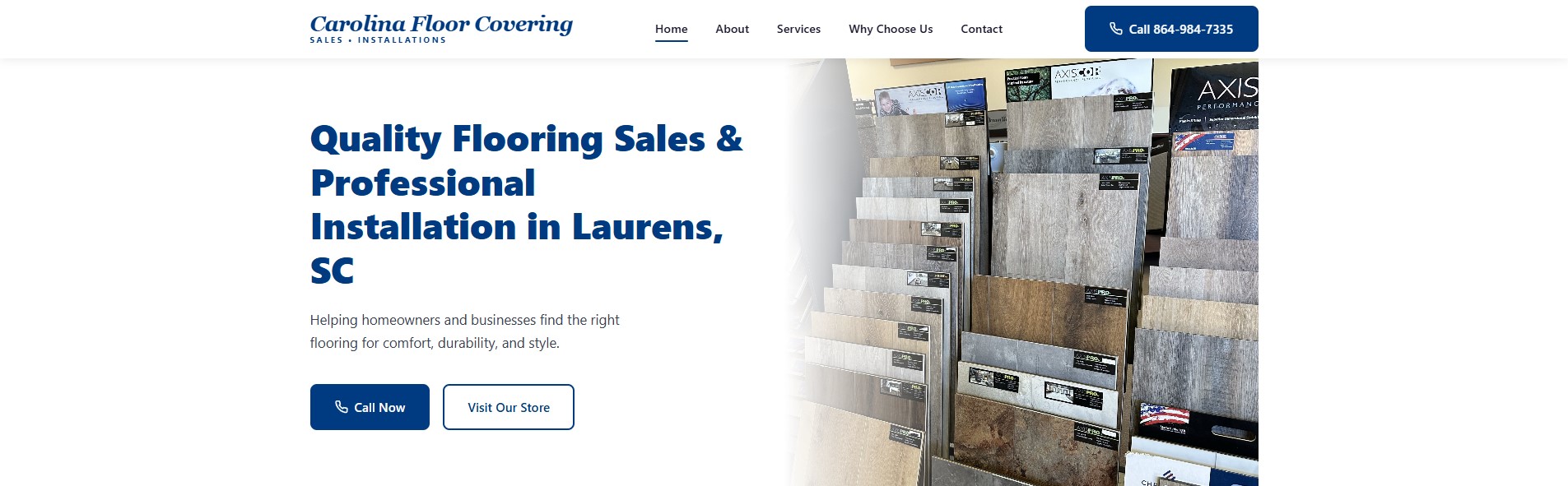 Carolina Floor Covering | Flooring Sales &amp; Installation in Laurens, SC LocalFront page preview